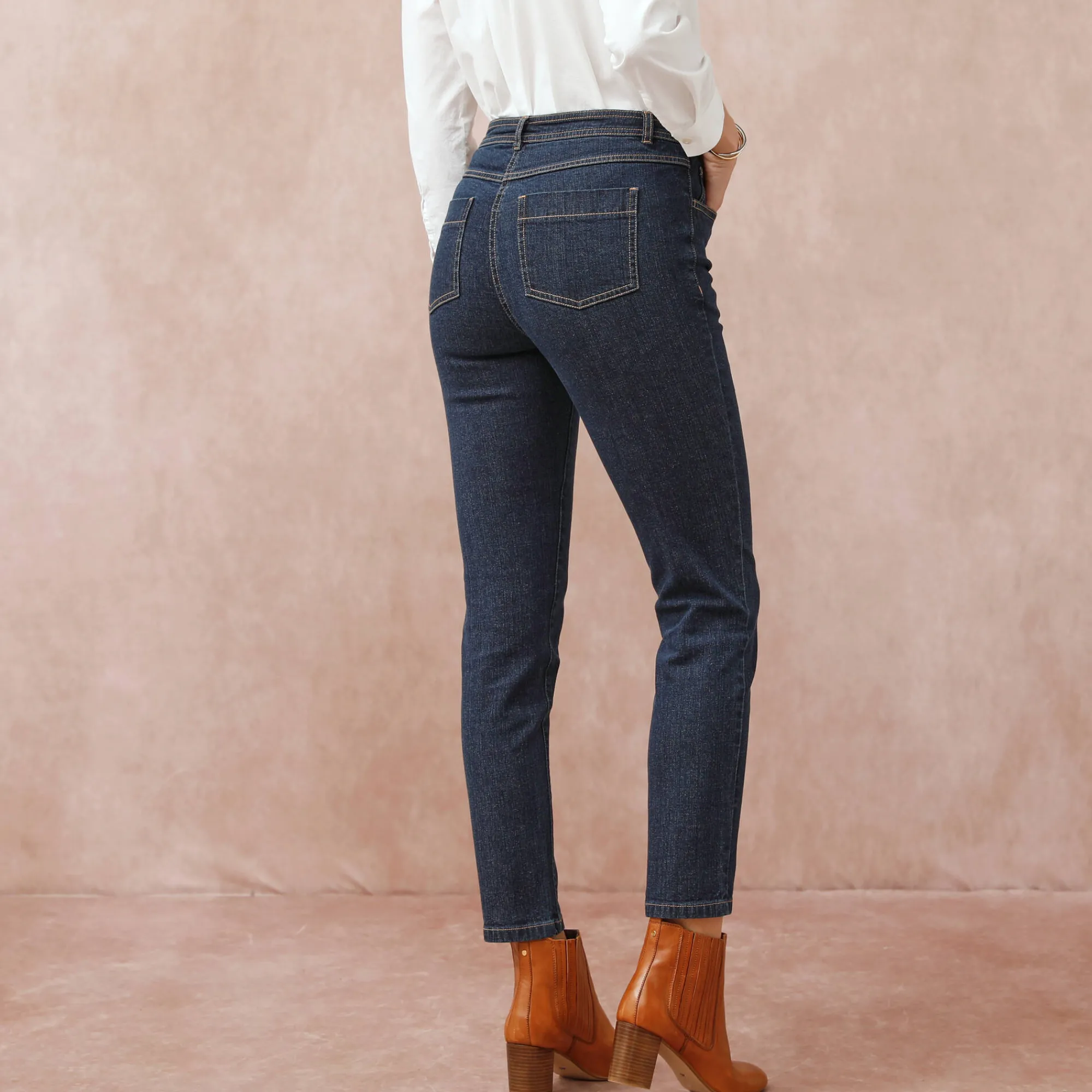 Jeans|Broek<Blancheporte Slimjeans met hoge taille, ingekort model raw