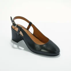 Pumps|Schoenen<Blancheporte Slingback pumps in leer, LWG-gecertificeerd zwart
