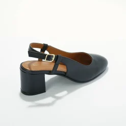 Pumps|Schoenen<Blancheporte Slingback pumps in leer, LWG-gecertificeerd zwart