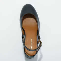 Pumps|Schoenen<Blancheporte Slingback pumps in leer, LWG-gecertificeerd zwart