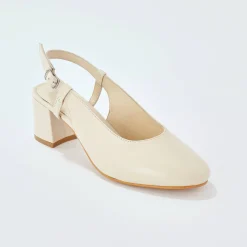 Pumps|Schoenen<Blancheporte Slingback pumps in leer, LWG-gecertificeerd cr&egrave;me