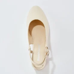 Pumps|Schoenen<Blancheporte Slingback pumps in leer, LWG-gecertificeerd cr&egrave;me