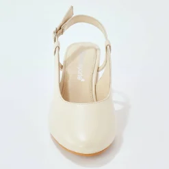 Pumps|Schoenen<Blancheporte Slingback pumps in leer, LWG-gecertificeerd cr&egrave;me