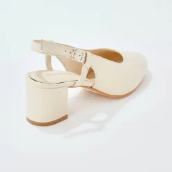 Pumps|Schoenen<Blancheporte Slingback pumps in leer, LWG-gecertificeerd cr&egrave;me