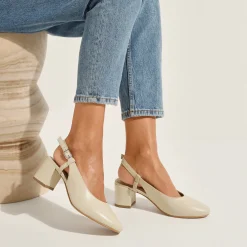 Pumps|Schoenen<Blancheporte Slingback pumps in leer, LWG-gecertificeerd cr&egrave;me