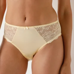 Slip En Shorty<Confidence Lingerie Slip in glanstricot en kant Salford - set van 2 geel + abrikoos