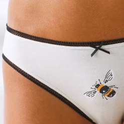 Slip En Shorty<Blancheporte Slip in katoen bedrukt met bijpassende bijenmotieven - set van 4 zwart / geel