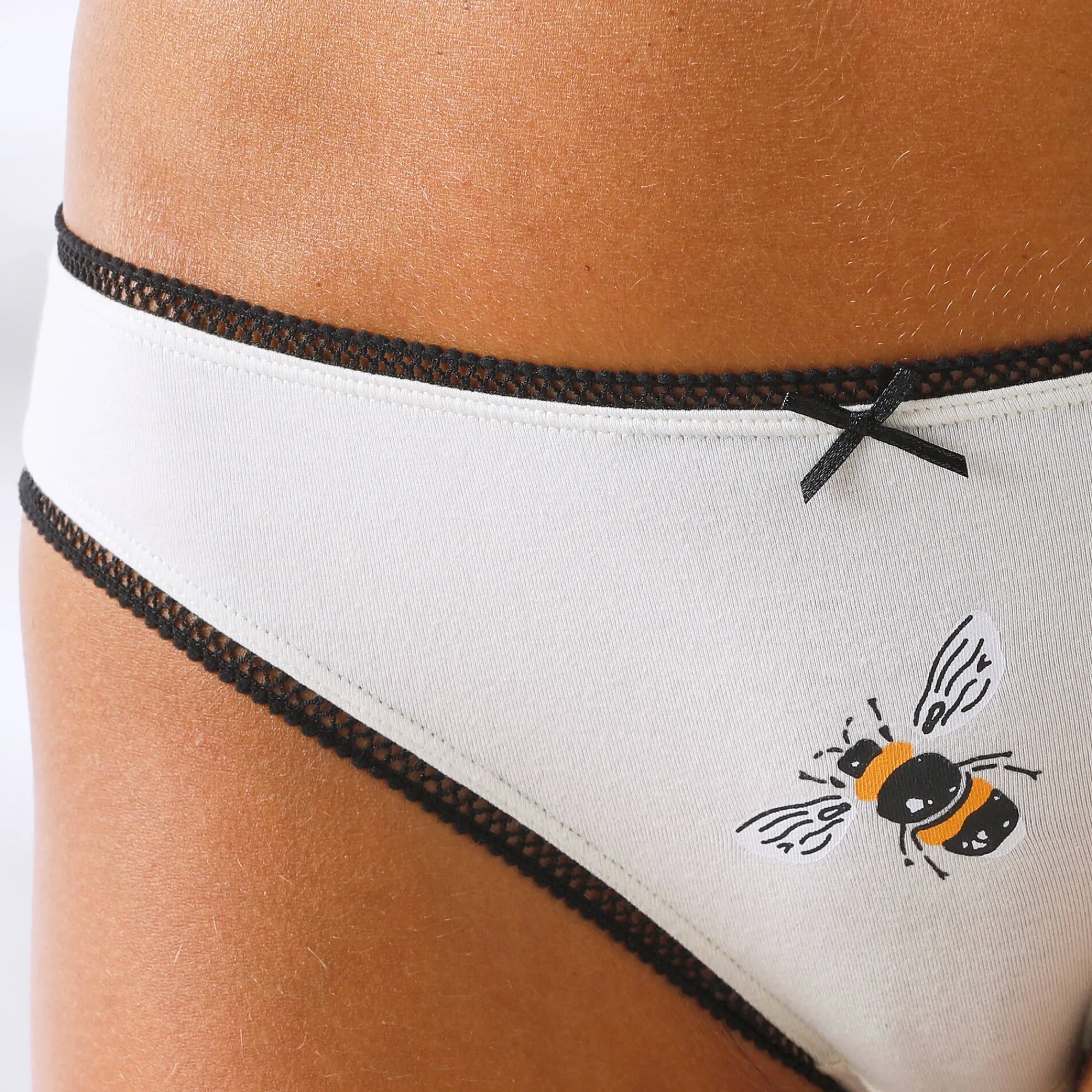 Slip En Shorty<Blancheporte Slip in katoen bedrukt met bijpassende bijenmotieven - set van 4 zwart / geel