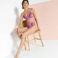 Slip En Shorty<Confidence Lingerie Slip in microvezel en geborduurde tule Caminata violine