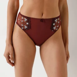 Slip En Shorty<Confidence Lingerie Slip in microvezel en geborduurde tule Caminata chocolade