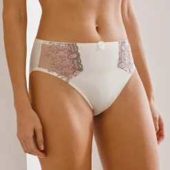 Slip En Shorty<Confidence Lingerie Slip in microvezel en geborduurde tule Caminata ivoorkleur