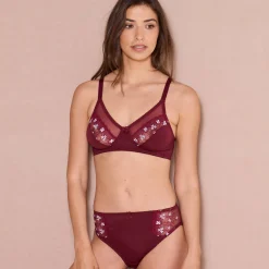 Slip En Shorty<Confidence Lingerie Slip in microvezel en geborduurde tule Caminata pruim