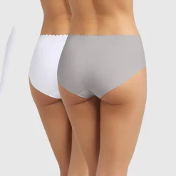 Slip En Shorty<Dim Slip in stretchkatoen Body Touch - set van wit + grijs