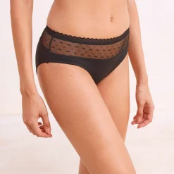Slip En Shorty<Confidence Lingerie Slip in stretchkatoen en plumetis-tule Kalaoa - set van 2 zwart