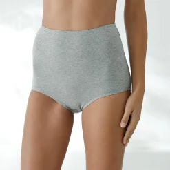 Slip En Shorty<Blancheporte Slip in stretchkatoen met hoge, omhullende taille - set van 2 zwart + chiné grijs
