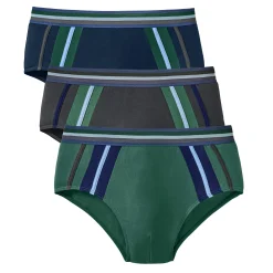 Ondergoed<Blancheporte Slip met hoge taille en contrasterende strepen - set van 6 antraciet + marine