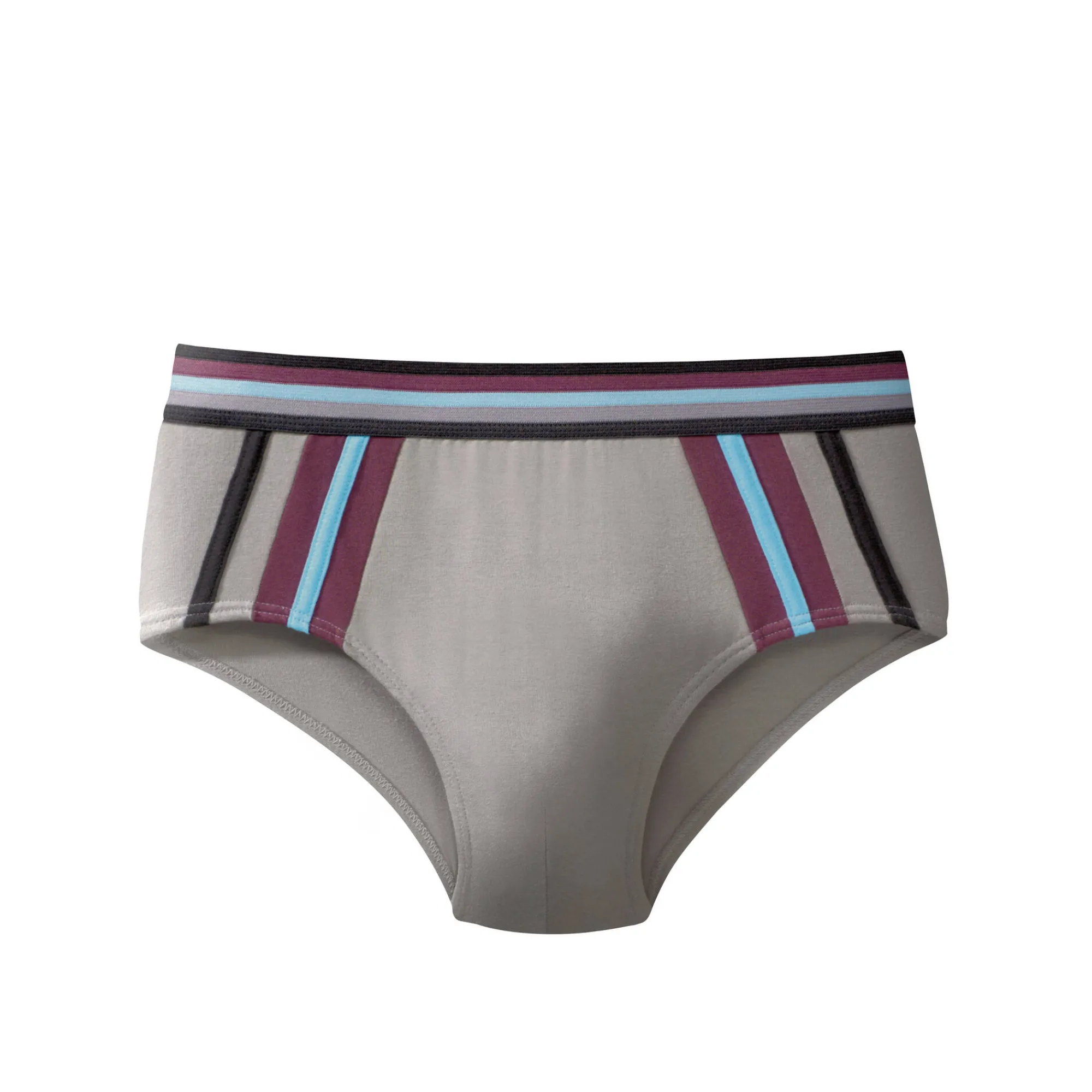 Ondergoed<Blancheporte Slip met hoge taille en contrasterende strepen - set van 6 zwart / bordeaux
