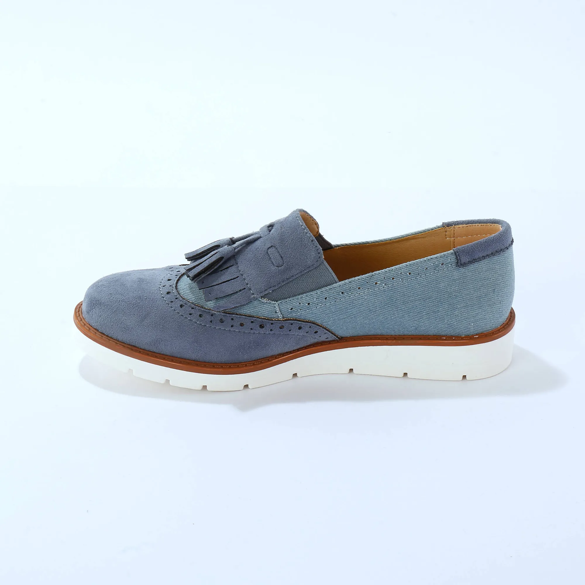 Derby's En Mocassins|Schoenen<Blancheporte Slippers met franjes blauw
