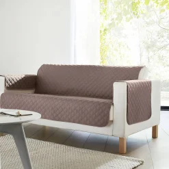 Zeildoekstof<Blancheporte Slipvrije salonbeschermer in gematelasseerde microvezel taupe