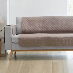 Zeildoekstof<Blancheporte Slipvrije salonbeschermer in gematelasseerde microvezel taupe