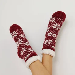 Panty’s, Kniekousen En Sokken<Blancheporte Slipvrije sokken in gevoerd chenilletricot bordeaux