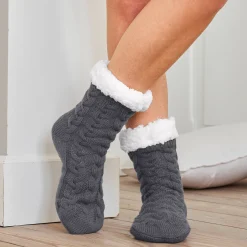 Panty’s, Kniekousen En Sokken<Blancheporte Slof-sokken in kabeltricot, slipvrij grijs
