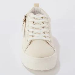 Baskets En Sneakers|Schoenen<Blancheporte Sneakers in canvas, met sleehak, rits en veters ecru
