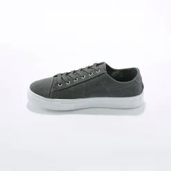 Baskets En Sneakers|Schoenen<Blancheporte Sneakers in canvas met veters en doorloopzool in platformstijl antraciet