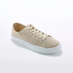 Baskets En Sneakers|Schoenen<Blancheporte Sneakers in canvas met veters en doorloopzool in platformstijl beige