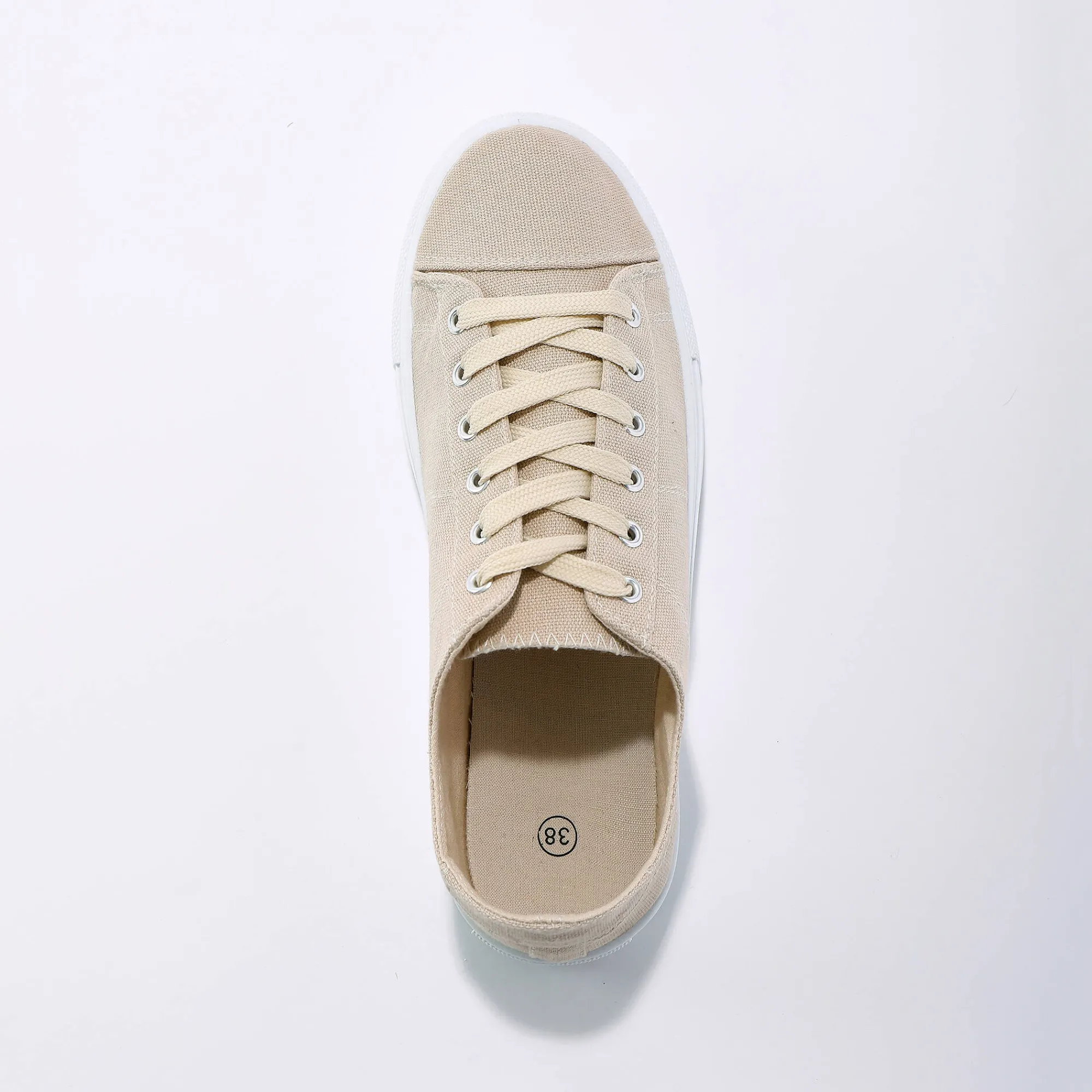 Baskets En Sneakers|Schoenen<Blancheporte Sneakers in canvas met veters en doorloopzool in platformstijl beige