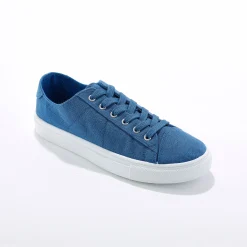 Baskets En Sneakers|Schoenen<Blancheporte Sneakers in canvas met veters en doorloopzool in platformstijl blauw
