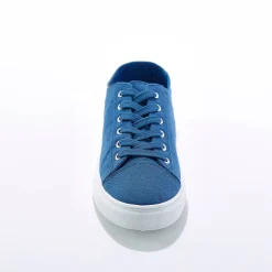 Baskets En Sneakers|Schoenen<Blancheporte Sneakers in canvas met veters en doorloopzool in platformstijl blauw