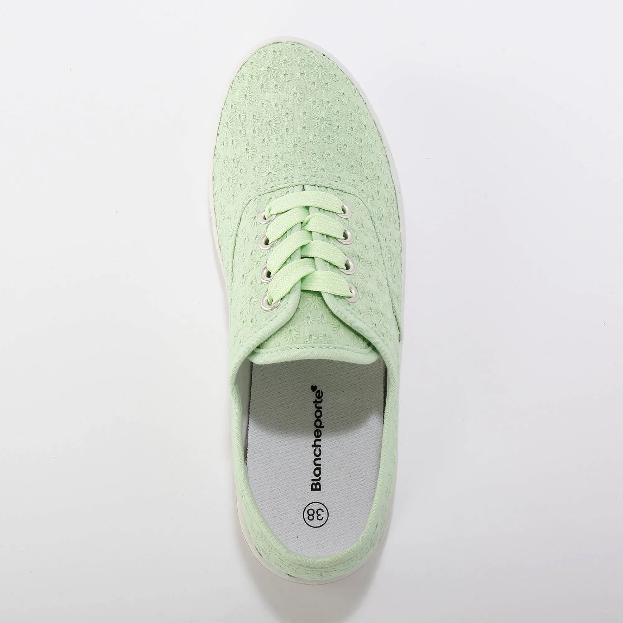 Baskets En Sneakers|Schoenen<Blancheporte Sneakers in geborduurd canvas groen