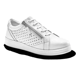 Baskets En Sneakers|Schoenen<Blancheporte Sneakers in geperforeerd leer met rits wit