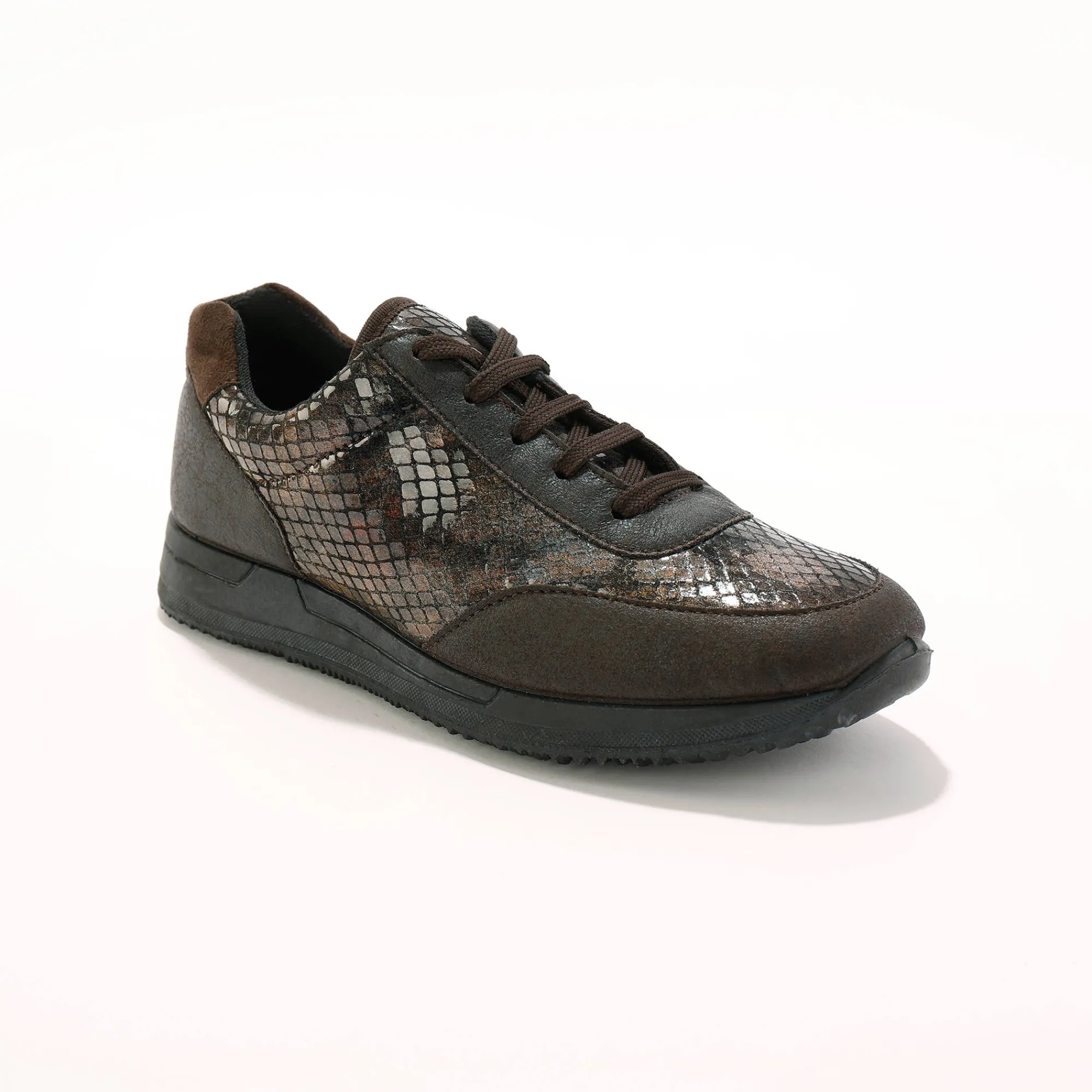 Baskets En Sneakers|Schoenen<Blancheporte Sneakers in stretchstof met vetersluiting - speciaal gevoelige voeten bruin
