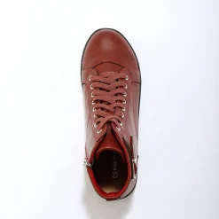 Baskets En Sneakers|Schoenen<Blancheporte Sneakers met hoge schacht, rits en goudkleurige gesp bordeaux