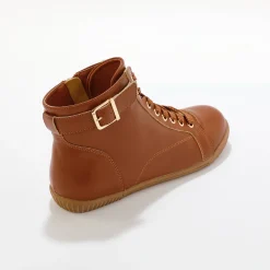 Baskets En Sneakers|Schoenen<Blancheporte Sneakers met hoge schacht, rits en goudkleurige gesp karamel