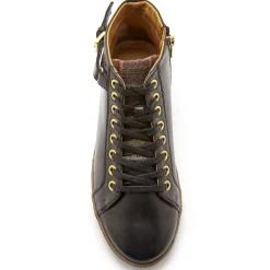 Baskets En Sneakers|Schoenen<PédiConfort Sneakers met hoge schacht, met rits en vetersluiting, comfortbreedte, in leer - dames zwart