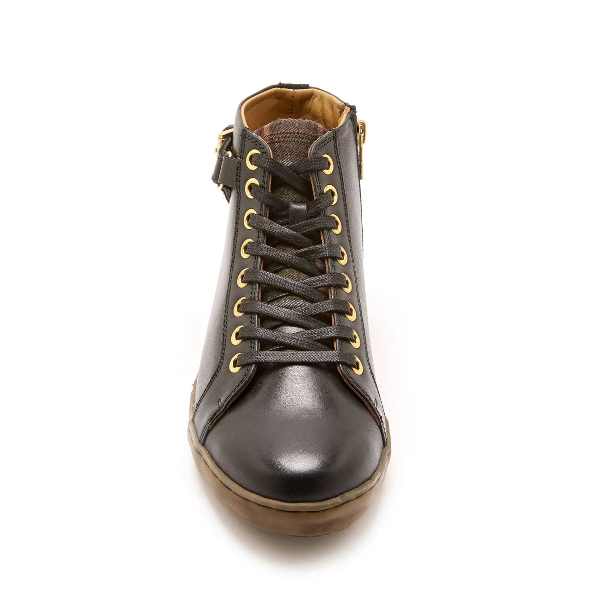 Baskets En Sneakers|Schoenen<PédiConfort Sneakers met hoge schacht, met rits en vetersluiting, comfortbreedte, in leer - dames zwart
