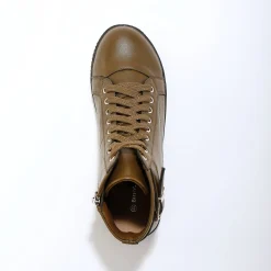 Baskets En Sneakers|Schoenen<Blancheporte Sneakers met hoge schacht, rits en goudkleurige gesp kaki