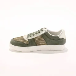 Baskets En Sneakers|Schoenen<Blancheporte Sneakers met platformzool en goudkleurige mesh pasjes - kaki