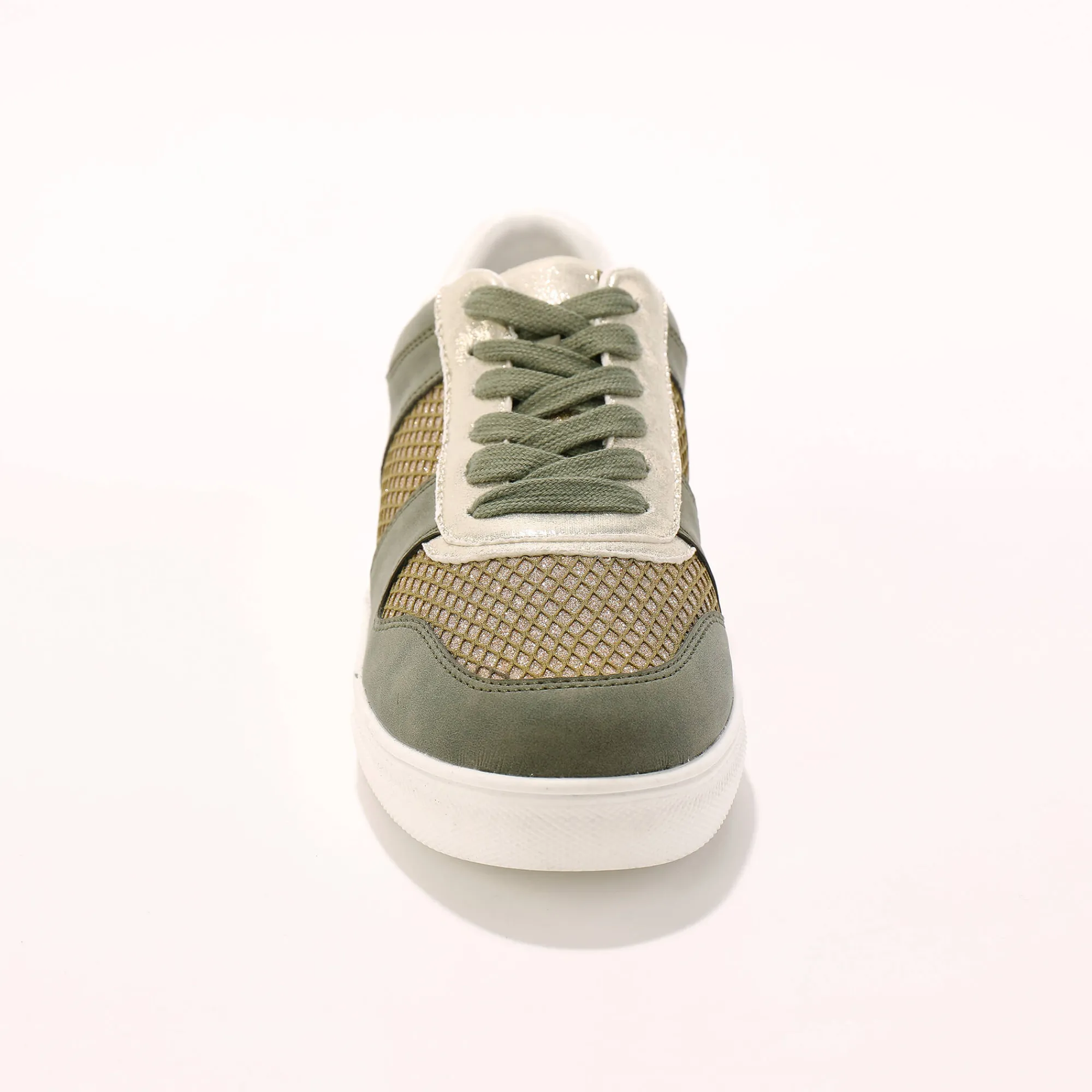 Baskets En Sneakers|Schoenen<Blancheporte Sneakers met platformzool en goudkleurige mesh pasjes - kaki