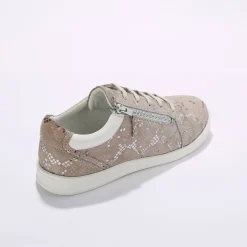 Baskets En Sneakers|Schoenen<Blancheporte Sneakers met rits, in geperforeerd leer GLANZEND BEIGE