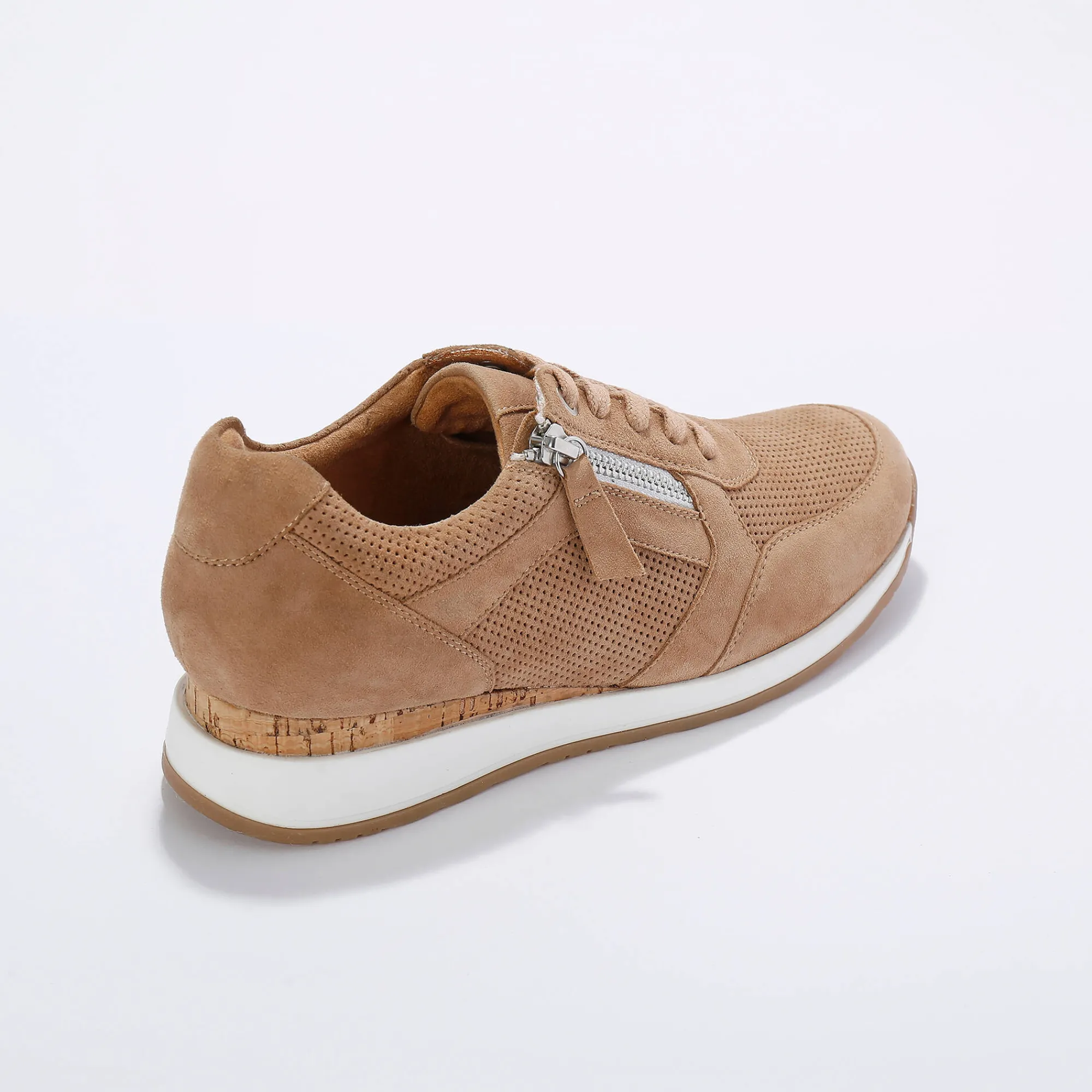 Baskets En Sneakers|Schoenen<Blancheporte Sneakers met rits, in soepel leer met zool in 2 materialen beige