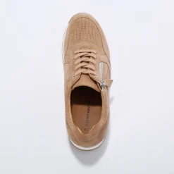 Baskets En Sneakers|Schoenen<Blancheporte Sneakers met rits, in soepel leer met zool in 2 materialen beige
