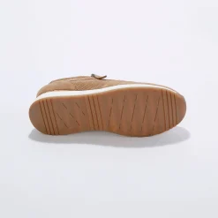 Baskets En Sneakers|Schoenen<Blancheporte Sneakers met rits, in soepel leer met zool in 2 materialen beige