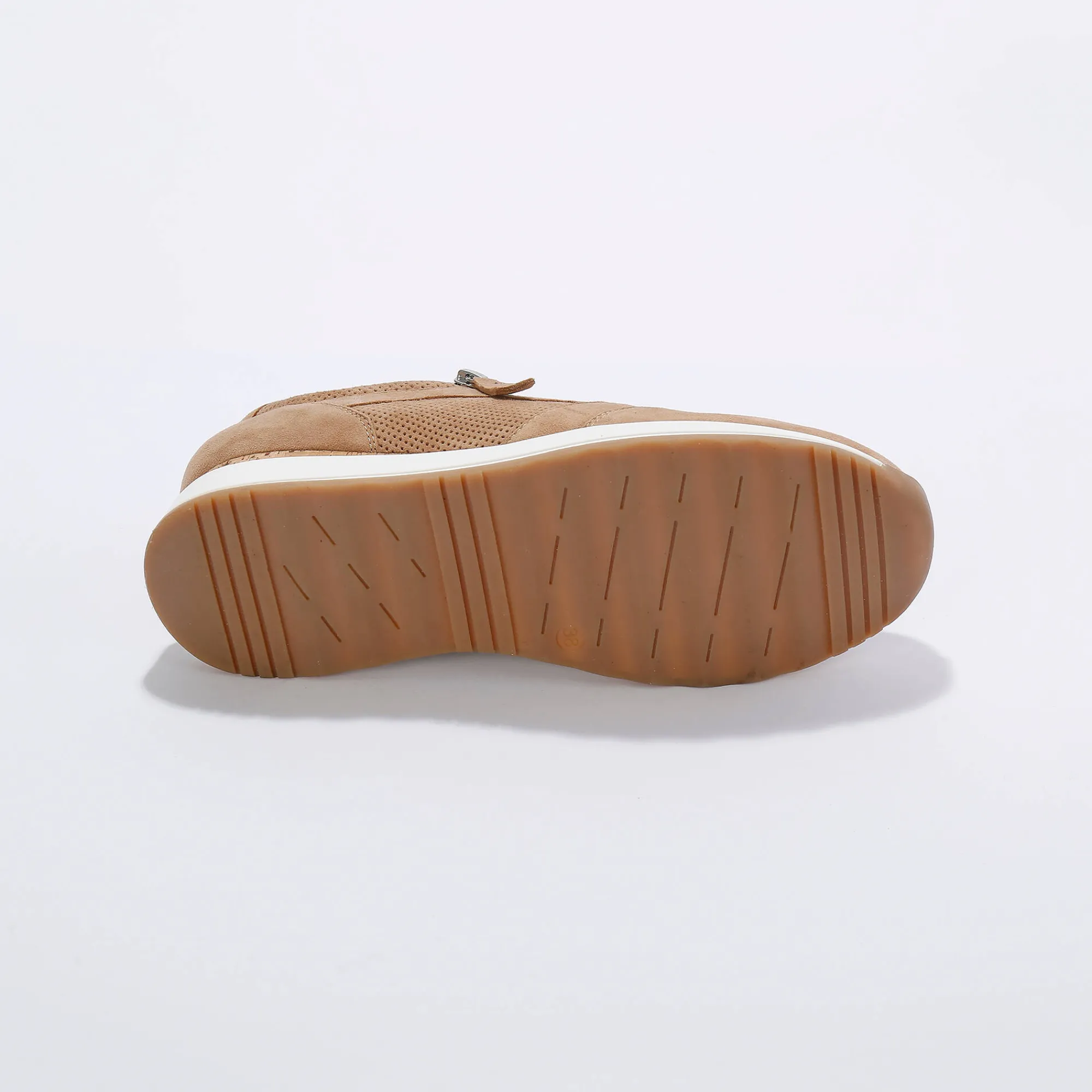 Baskets En Sneakers|Schoenen<Blancheporte Sneakers met rits, in soepel leer met zool in 2 materialen beige