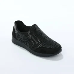 Baskets En Sneakers|Schoenen<Blancheporte Sneakers met rits voor gevoelige voeten in rekbare stof zwart