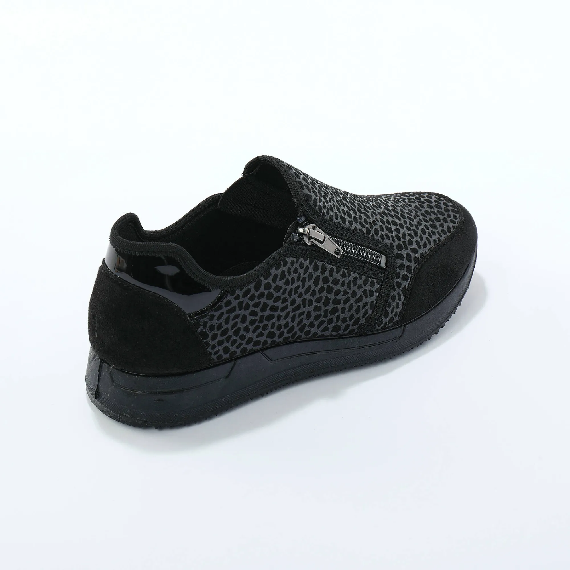 Baskets En Sneakers|Schoenen<Blancheporte Sneakers met rits voor gevoelige voeten in rekbare stof zwart