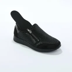 Baskets En Sneakers|Schoenen<Blancheporte Sneakers met rits voor gevoelige voeten in rekbare stof zwart